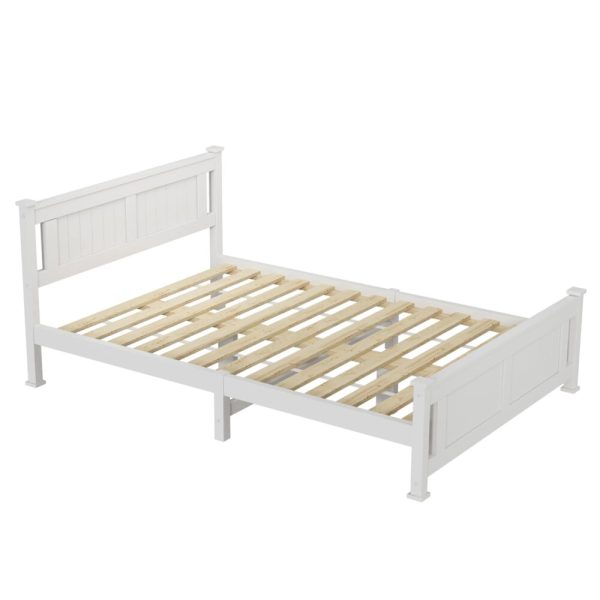 Double Solid Pine Timber Bed Frame-White