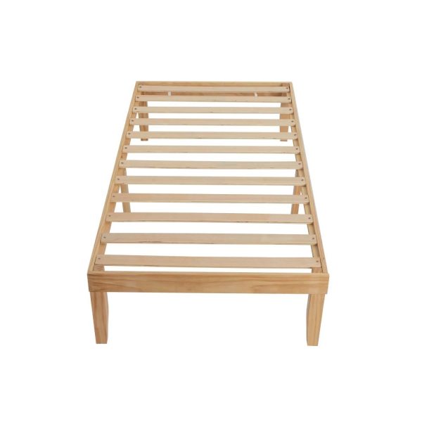 Single Size Warm Wooden Natural Bed Base Frame – Single