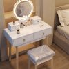 Dressing Vanity Table Stool Set with Make-up LED Lighted Mirror-White