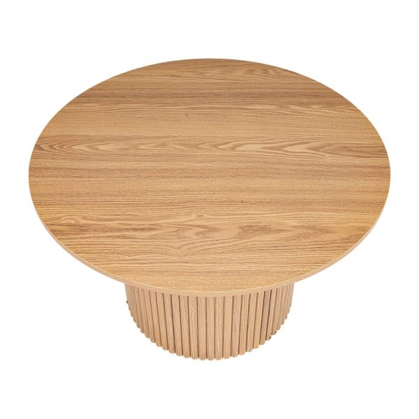 Luxe Ribbed Round Coffee Table Wooden