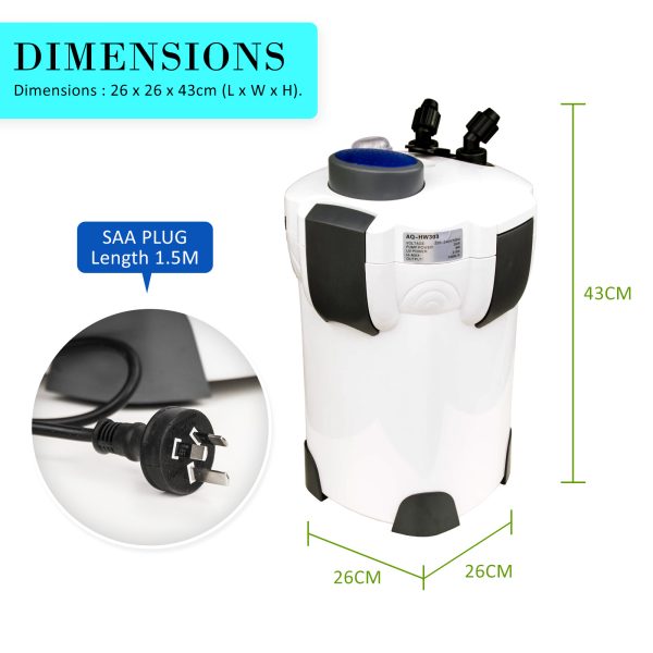 Dynamic Power Aquarium UV Light External Canister Filter – 1400L/H + Media Kit