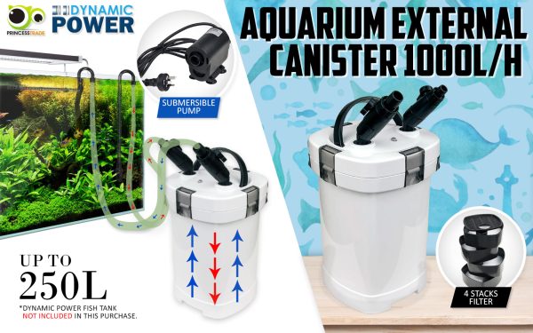 Dynamic Power Aquarium External Canister Filter – 1000L/H