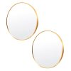 2 Set Wall Mirror Round Aluminum Frame Bathroom 70cm GOLD