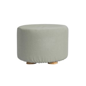 La Bella Fabric Ottoman Round Wooden Leg Foot Stool