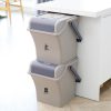 Nplastic 2 Set Stackable Recycle BinRubbish Open-Touch Flip Lid 45L – Brown