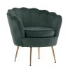 La Bella Shell Scallop Lounge Chair Accent Velvet – Green