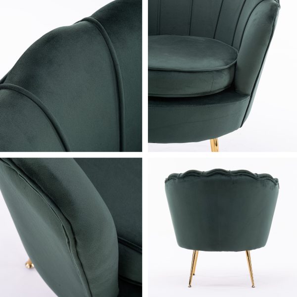 La Bella Shell Scallop Lounge Chair Accent Velvet – Green