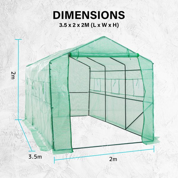 Garden Greenhouse Walk-In Shed 3.5x2x2M PE Apex