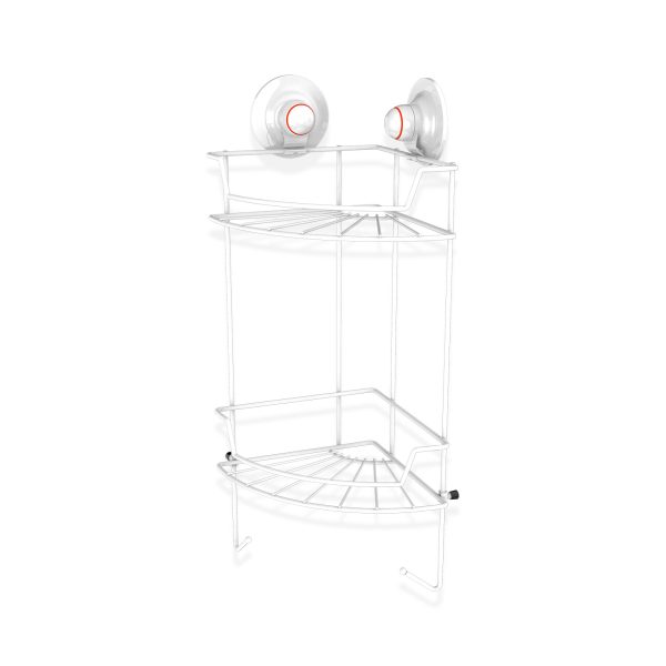 PowerLoc Double Corner Shelf Removable Suction Small – White