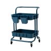 Kandoka Trolley Cart Storage Utility Rack Organiser Swivel Kitchen – Blue, 2 Tier