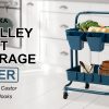 Kandoka Trolley Cart Storage Utility Rack Organiser Swivel Kitchen – Blue, 2 Tier