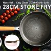 Stone Frypan Frying Pan 28cm Non-Stick IH Induction Wood Ceramic Round PINK