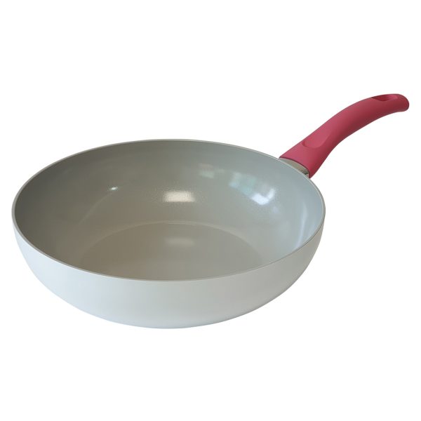 Wok Wokpan 28cm Non-Stick Ceramic Induction Ergonomic Round WHITE