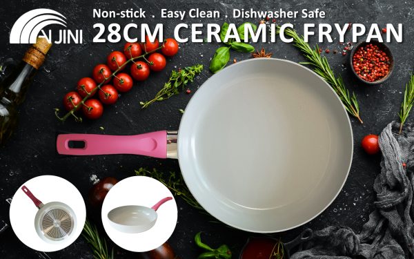 Wok Wokpan 28cm Non-Stick Ceramic Induction Ergonomic Round WHITE