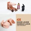 4X Door Lever Lock Pet Child Proof Adhesive Kid Safety Handle Lock APRICOT PINK