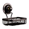 KiahLoc Soap Holder Basket Removable Stainless Suction – Black