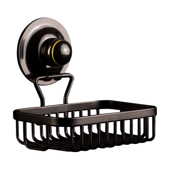 KiahLoc Soap Holder Basket Removable Stainless Suction – Black