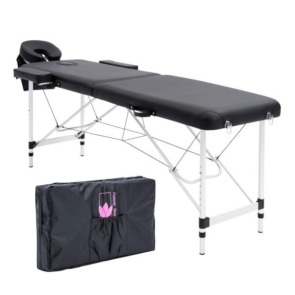 Forever Beauty Portable Beauty Massage Table Bed Therapy Waxing 2 Fold 55cm Aluminium – Black