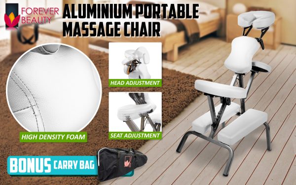 Forever Beauty Portable Beauty Massage Foldable Chair Table Therapy Waxing Aluminium – White