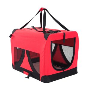 Paw Mate Portable Soft Dog Cage Crate Carrier – L, Red