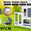 Rabbit Hutch Chicken Coop with Wheels 96.5 x 56 x 90.5cm 2 Storey Pet Cage Run THUMPER