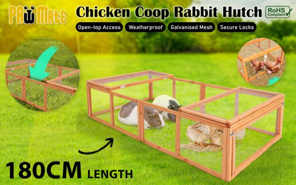 Chicken Coop Rabbit Hutch Extension Run 180 x 90 x 48cm Runey