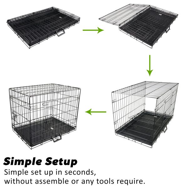 Paw Mate Wire Dog Cage Foldable Crate Kennel with Tray – 24inch, Dog Crate