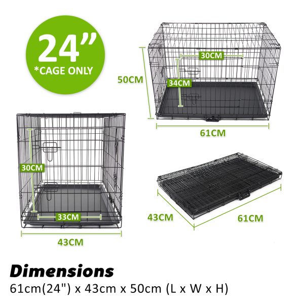 Paw Mate Wire Dog Cage Foldable Crate Kennel with Tray – 24inch, Dog Crate