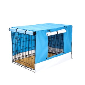 Paw Mate Wire Dog Cage Crate with Tray + Cushion Mat + Cover Combo – 30inch, Blue