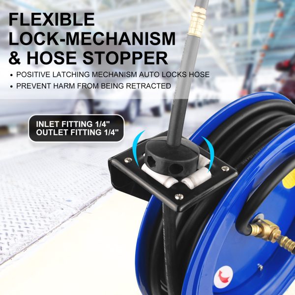 Air Hose Retractable Rewind Reel Automotive Industrial 15m