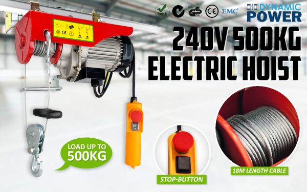 Dynamic Power Electric Hoist Remote Chain Lift 240V – 1020w 250/500KG