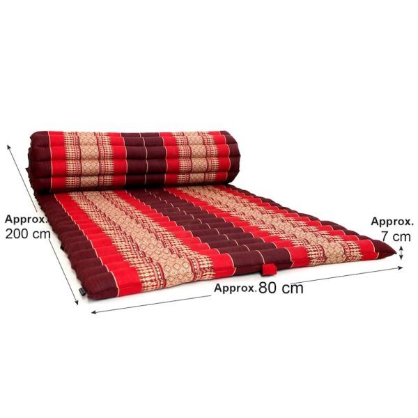 Day bed Roll Out Mattress XL Large Foldout Mat relaxation day bed camping or Yoga Matt Natural Kapok Filled – Red