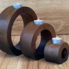 Candle holder set of 3 concentric wooden designed stye