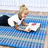 BLUE Roll Out Mattress Foldout Mat LARGE relaxation, day bed, camping or Yoga Matt Natural Kapok Filled_ 150 x 200 cm