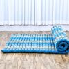 BLUE Roll Out Mattress Foldout Mat LARGE relaxation, day bed, camping or Yoga Matt Natural Kapok Filled_ 150 x 200 cm