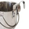 3.8L Stainless Steel Pet Parrot Feeder Dog Cat Bowl Water Bowls Flat Sided Bucket with Riveted Hooks