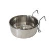 2 x Stainless Steel Pet Rabbit Bird Dog Cat Water Food Bowl Feeder Chicken Poultry Coop Cup – 591 ml