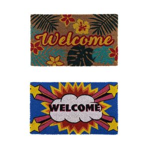 2 x Doormat for Front Door Entryway Cursive Natural Coconut Coir Floor mat Outdoor 45x75cm