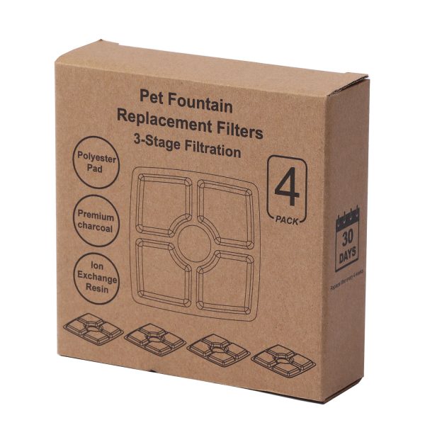 8 x Pet Dog Cat Fountain Filter Replacement Activated Carbon Ion Exchange Resin Triple Filtration System Automatic Water Dispenser Compatible