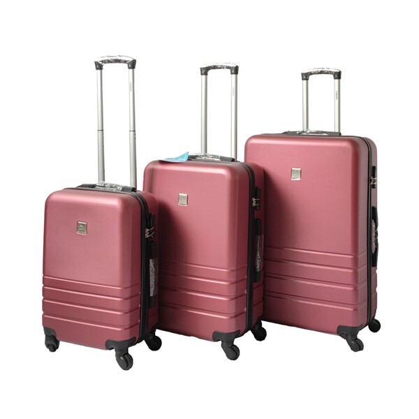 Expandable ABS Luggage Suitcase Set 3 Code Lock Travel Carry  Bag Trolley – Maroon