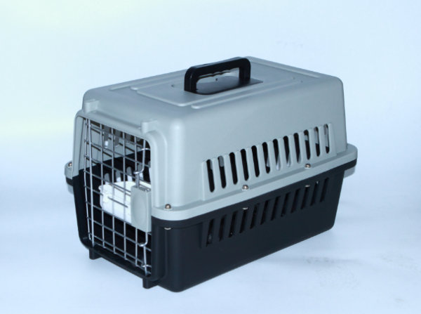 Small Dog Cat Crate Pet Airline Carrier Cage With Bowl and Tray – Black