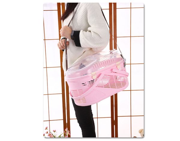 Small Dog Cat Crate Pet Rabbit Guinea Pig Ferret Carrier Cage With Mat-Pink