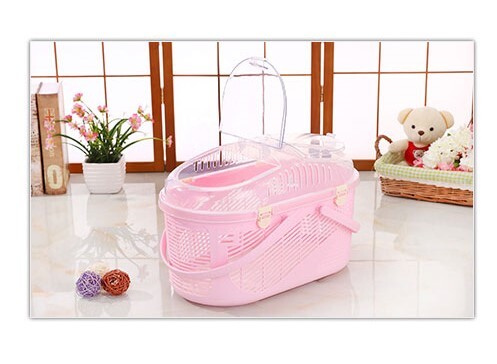 Small Dog Cat Crate Pet Rabbit Guinea Pig Ferret Carrier Cage With Mat-Pink