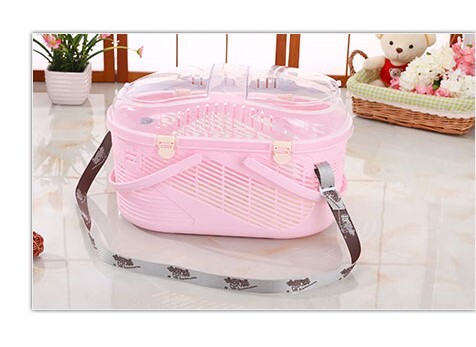 Small Dog Cat Crate Pet Rabbit Guinea Pig Ferret Carrier Cage With Mat-Pink