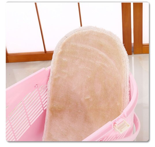 Small Dog Cat Crate Pet Rabbit Guinea Pig Ferret Carrier Cage With Mat-Pink