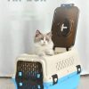 Large Dog Cat Crate Pet Rabbit Carrier Travel Cage With Tray & Window Blue