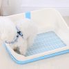 Medium Portable Dog Potty Training Tray Pet Puppy Toilet Trays Loo Pad Mat With Wall – Blue