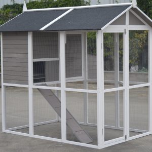 Grey XL Chicken Coop Rabbit Guinea Pig Hutch Ferret Hen Cat House