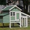 Green Small Chicken coop with nesting box for 2 Chickens / Rabbit Hutch