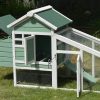 Green Small Chicken coop with nesting box for 2 Chickens / Rabbit Hutch